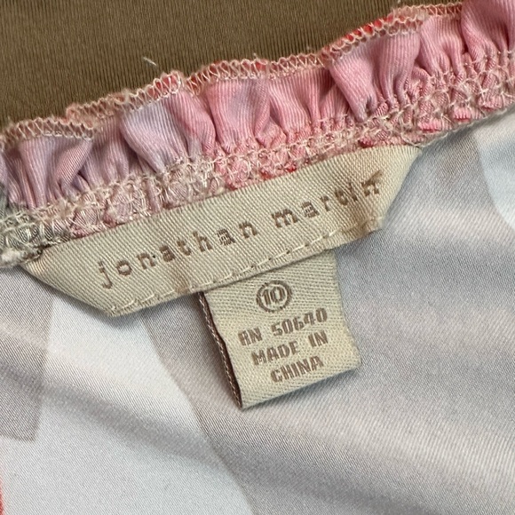 JONATHAN MARTIN ~ Army Green and Pink Ruffled A-Line Sleeveless Midi Dress - Picture 3 of 10